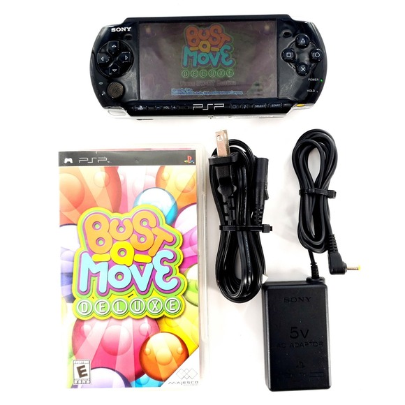 Sony PSP 3000 Handheld System Black w/ Bust A Move Deluxe & Charger Tested READ